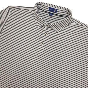 Stitch Polo Golf Shirt Men's XL White Gray Blue Striped Performance Stretch